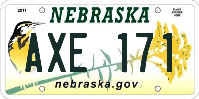 NE license plate AXE171