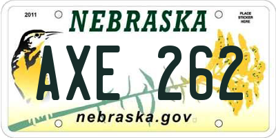 NE license plate AXE262
