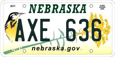 NE license plate AXE636