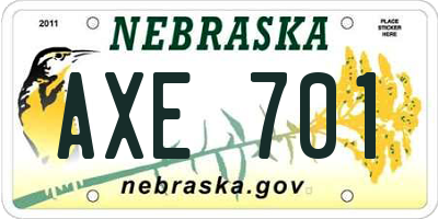 NE license plate AXE701