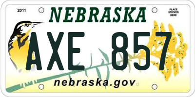 NE license plate AXE857