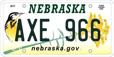 NE license plate AXE966