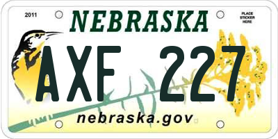 NE license plate AXF227