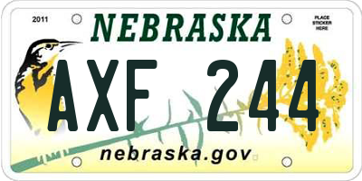 NE license plate AXF244