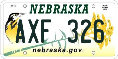 NE license plate AXF326