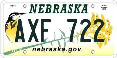 NE license plate AXF722