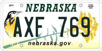 NE license plate AXF769