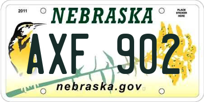 NE license plate AXF902