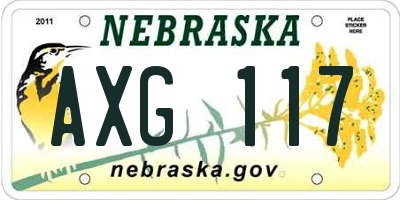 NE license plate AXG117