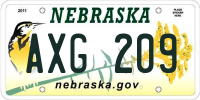 NE license plate AXG209