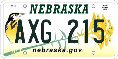 NE license plate AXG215