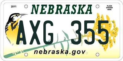 NE license plate AXG355