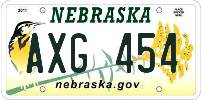 NE license plate AXG454