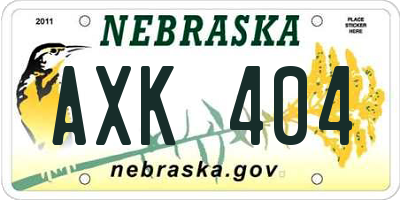 NE license plate AXK404