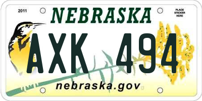 NE license plate AXK494