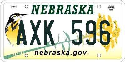 NE license plate AXK596