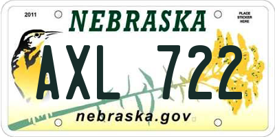 NE license plate AXL722