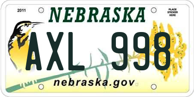 NE license plate AXL998