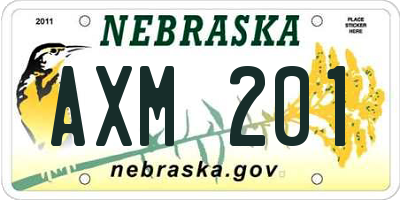 NE license plate AXM201