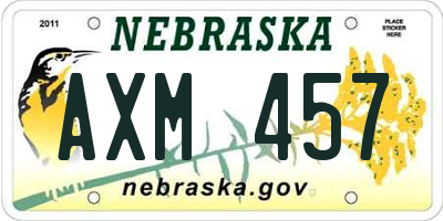 NE license plate AXM457