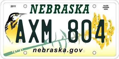 NE license plate AXM804