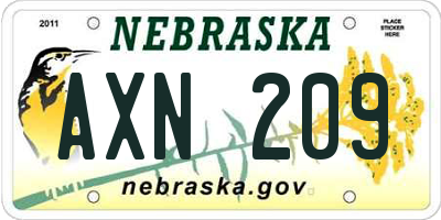 NE license plate AXN209