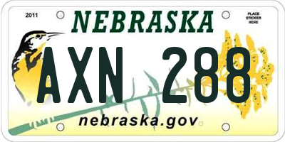 NE license plate AXN288