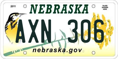 NE license plate AXN306