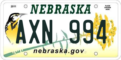 NE license plate AXN994