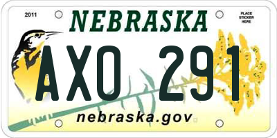 NE license plate AXO291