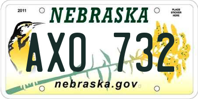 NE license plate AXO732