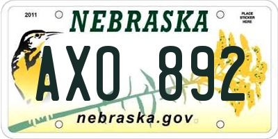 NE license plate AXO892
