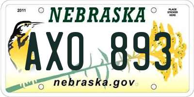 NE license plate AXO893