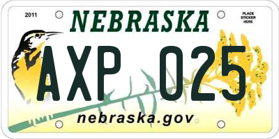 NE license plate AXP025