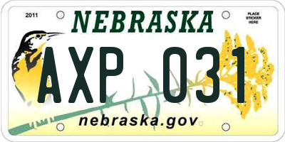 NE license plate AXP031