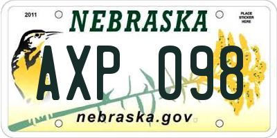 NE license plate AXP098