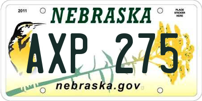 NE license plate AXP275