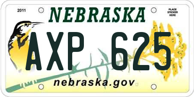 NE license plate AXP625
