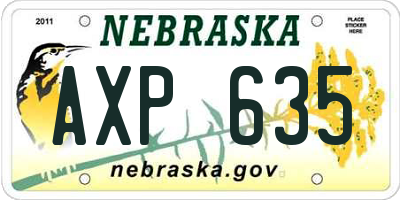 NE license plate AXP635