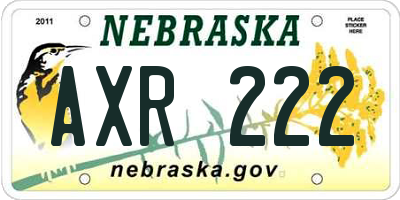 NE license plate AXR222