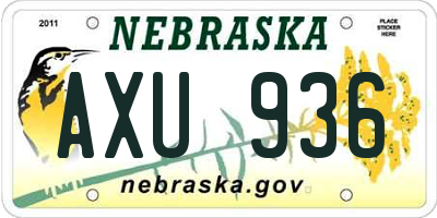 NE license plate AXU936