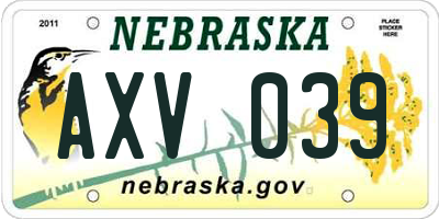 NE license plate AXV039