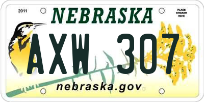 NE license plate AXW307