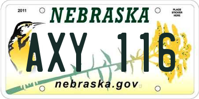 NE license plate AXY116