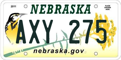 NE license plate AXY275