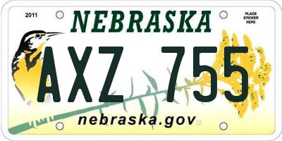 NE license plate AXZ755