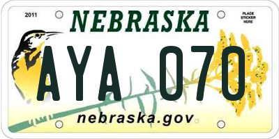 NE license plate AYA070