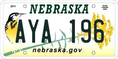 NE license plate AYA196