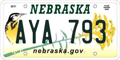 NE license plate AYA793