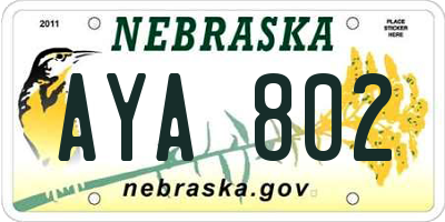 NE license plate AYA802